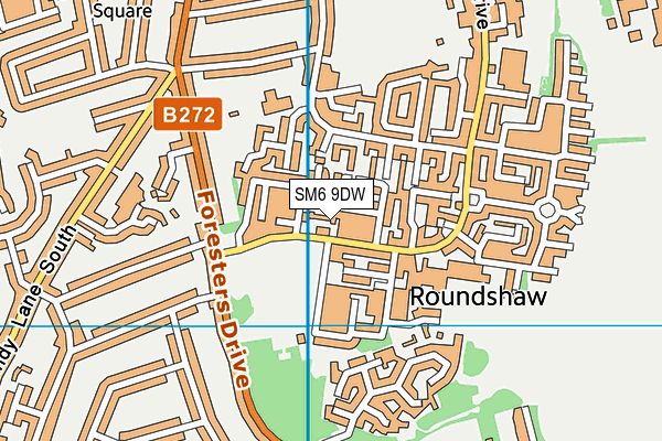 SM6 9DW map - OS VectorMap District (Ordnance Survey)