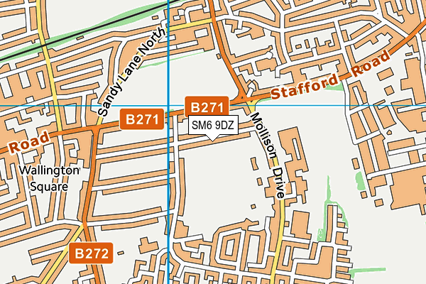 SM6 9DZ map - OS VectorMap District (Ordnance Survey)