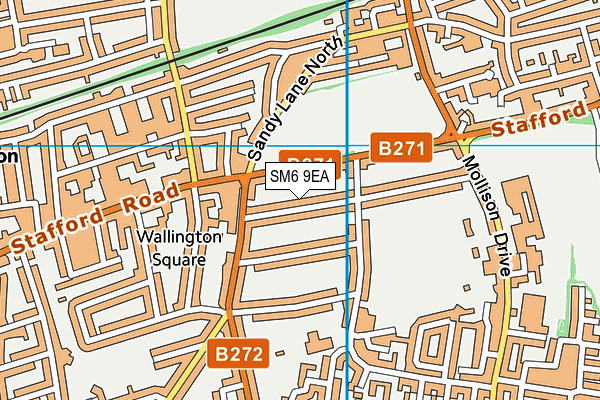 SM6 9EA map - OS VectorMap District (Ordnance Survey)