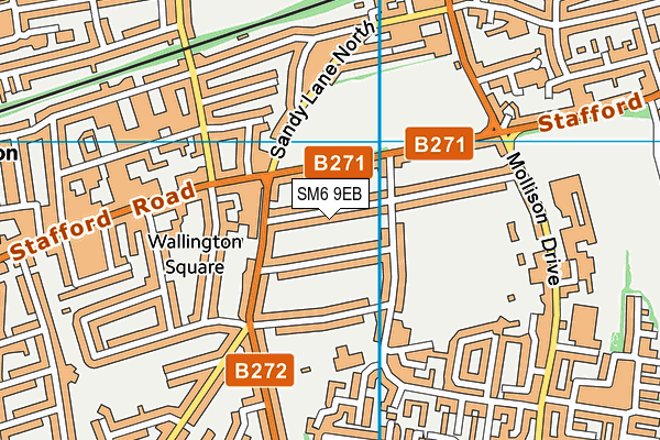 SM6 9EB map - OS VectorMap District (Ordnance Survey)