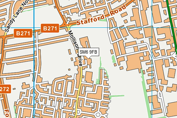 SM6 9FB map - OS VectorMap District (Ordnance Survey)