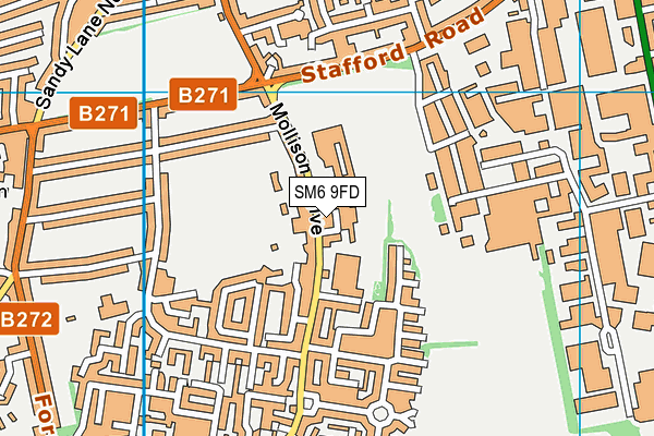 SM6 9FD map - OS VectorMap District (Ordnance Survey)