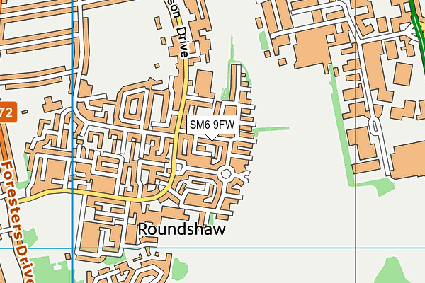 SM6 9FW map - OS VectorMap District (Ordnance Survey)
