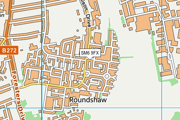 SM6 9FX map - OS VectorMap District (Ordnance Survey)