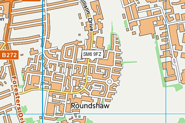 SM6 9FZ map - OS VectorMap District (Ordnance Survey)