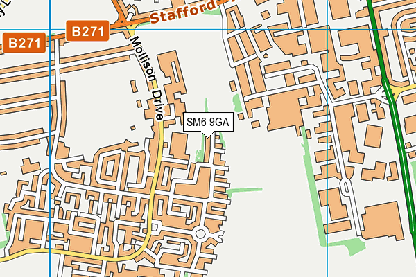 SM6 9GA map - OS VectorMap District (Ordnance Survey)