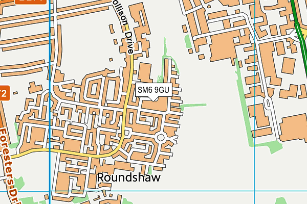 SM6 9GU map - OS VectorMap District (Ordnance Survey)