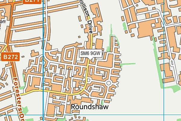 SM6 9GW map - OS VectorMap District (Ordnance Survey)