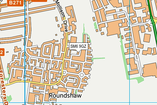 SM6 9GZ map - OS VectorMap District (Ordnance Survey)