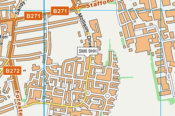 SM6 9HH map - OS VectorMap District (Ordnance Survey)
