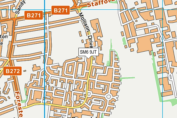 SM6 9JT map - OS VectorMap District (Ordnance Survey)