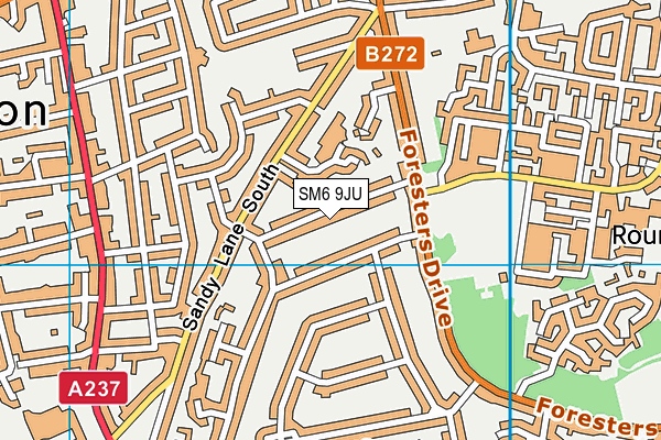 SM6 9JU map - OS VectorMap District (Ordnance Survey)