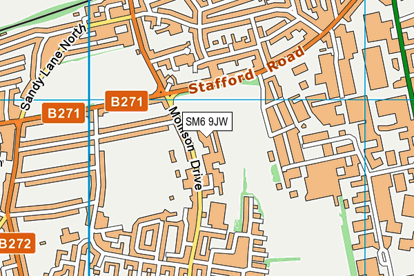 SM6 9JW map - OS VectorMap District (Ordnance Survey)