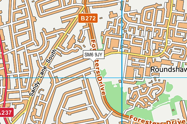 SM6 9JY map - OS VectorMap District (Ordnance Survey)