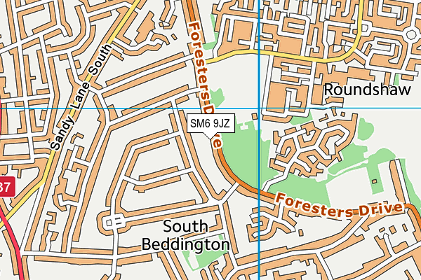 SM6 9JZ map - OS VectorMap District (Ordnance Survey)