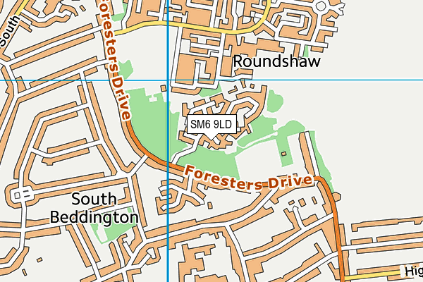 SM6 9LD map - OS VectorMap District (Ordnance Survey)