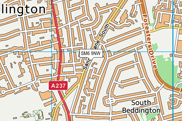 SM6 9NW map - OS VectorMap District (Ordnance Survey)