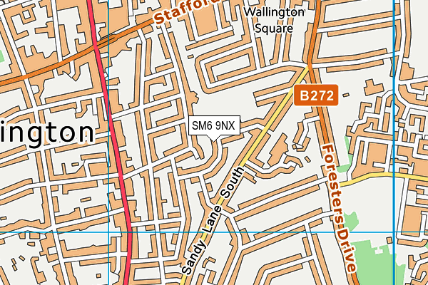 SM6 9NX map - OS VectorMap District (Ordnance Survey)