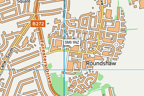 SM6 9NZ map - OS VectorMap District (Ordnance Survey)