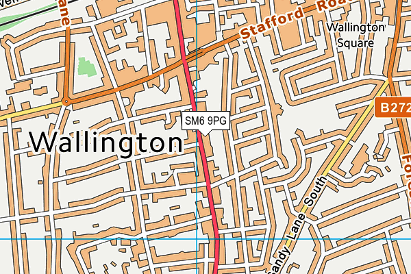 SM6 9PG map - OS VectorMap District (Ordnance Survey)