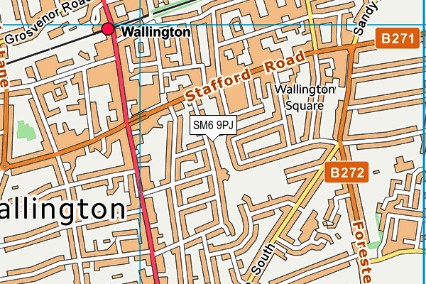 SM6 9PJ map - OS VectorMap District (Ordnance Survey)