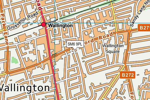 SM6 9PL map - OS VectorMap District (Ordnance Survey)