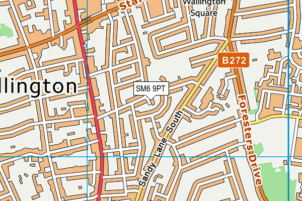 SM6 9PT map - OS VectorMap District (Ordnance Survey)