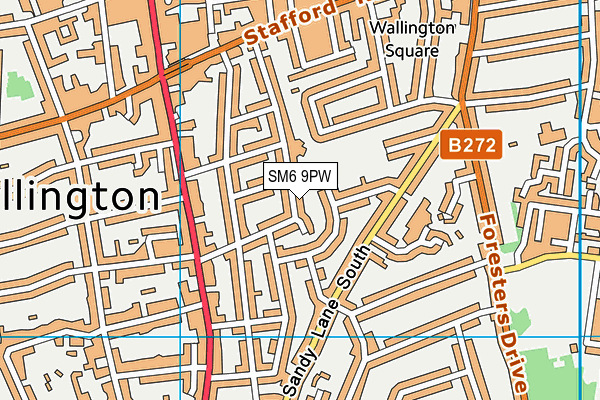 SM6 9PW map - OS VectorMap District (Ordnance Survey)