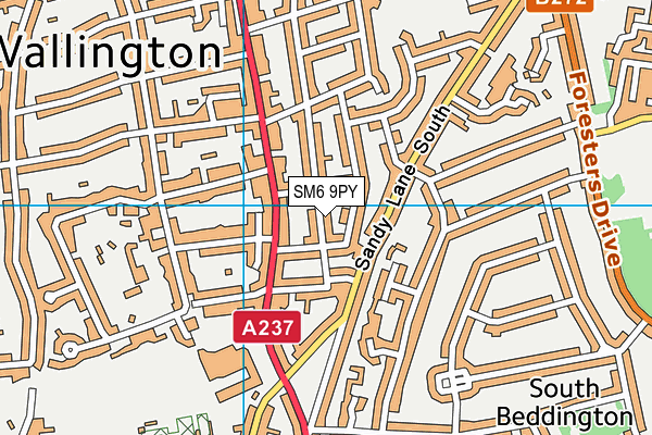 SM6 9PY map - OS VectorMap District (Ordnance Survey)