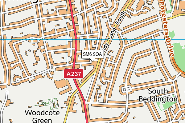 SM6 9QA map - OS VectorMap District (Ordnance Survey)