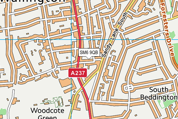 SM6 9QB map - OS VectorMap District (Ordnance Survey)