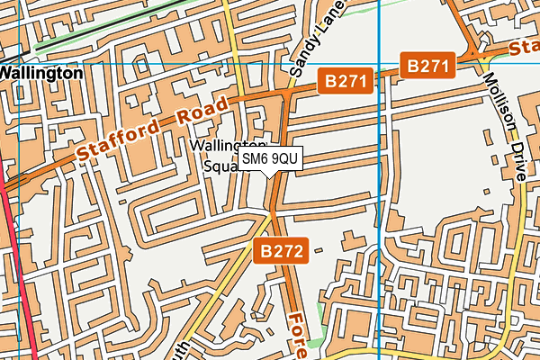 SM6 9QU map - OS VectorMap District (Ordnance Survey)