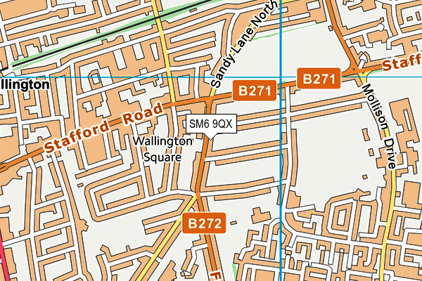 SM6 9QX map - OS VectorMap District (Ordnance Survey)