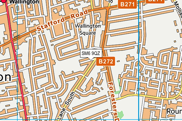 SM6 9QZ map - OS VectorMap District (Ordnance Survey)
