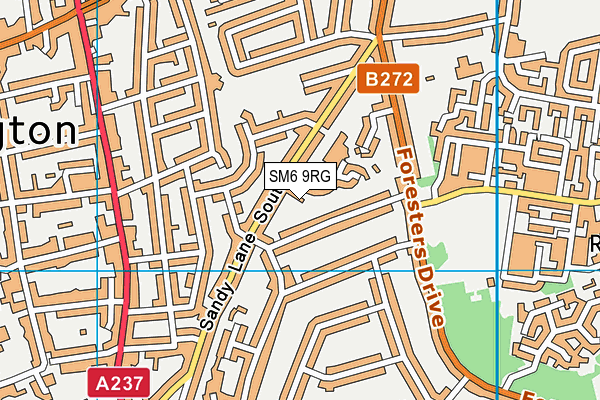 SM6 9RG map - OS VectorMap District (Ordnance Survey)