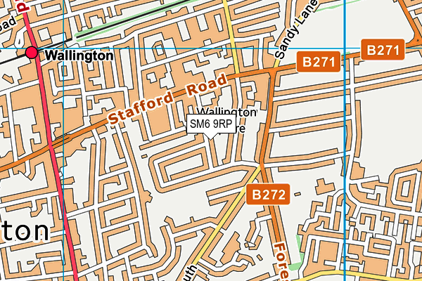 SM6 9RP map - OS VectorMap District (Ordnance Survey)