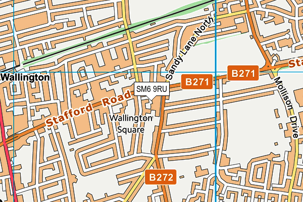 SM6 9RU map - OS VectorMap District (Ordnance Survey)