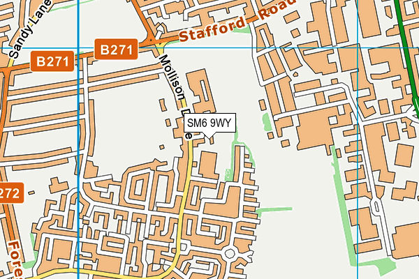 SM6 9WY map - OS VectorMap District (Ordnance Survey)