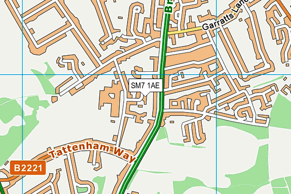 SM7 1AE map - OS VectorMap District (Ordnance Survey)