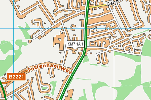 SM7 1AH map - OS VectorMap District (Ordnance Survey)