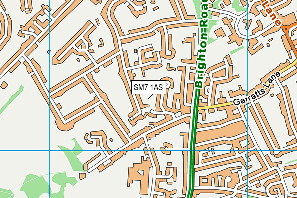 SM7 1AS map - OS VectorMap District (Ordnance Survey)
