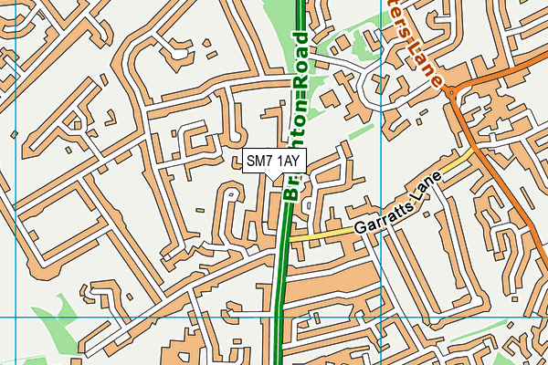 SM7 1AY map - OS VectorMap District (Ordnance Survey)