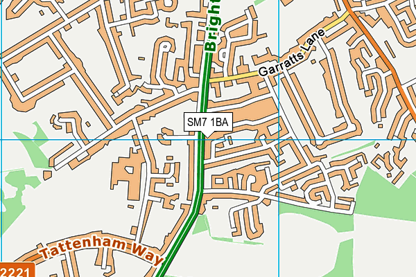 SM7 1BA map - OS VectorMap District (Ordnance Survey)