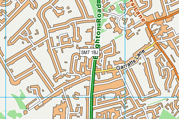 SM7 1BJ map - OS VectorMap District (Ordnance Survey)