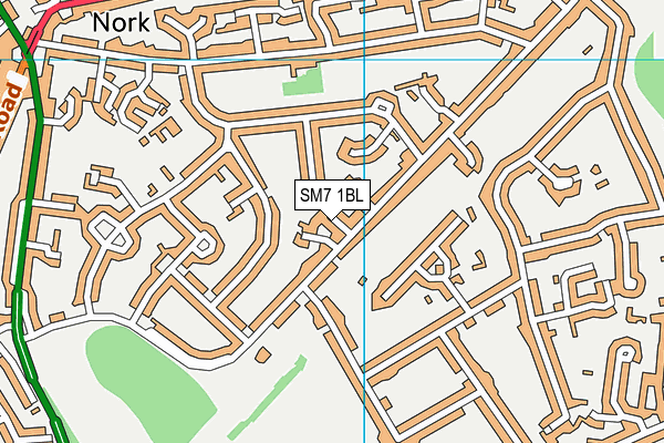 SM7 1BL map - OS VectorMap District (Ordnance Survey)