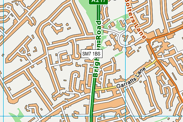 SM7 1BS map - OS VectorMap District (Ordnance Survey)