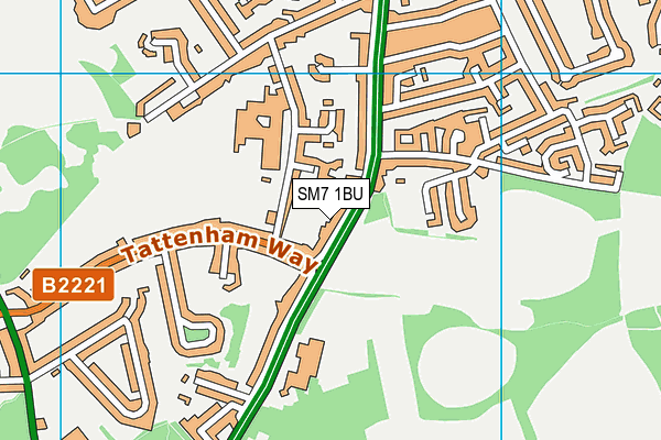 SM7 1BU map - OS VectorMap District (Ordnance Survey)