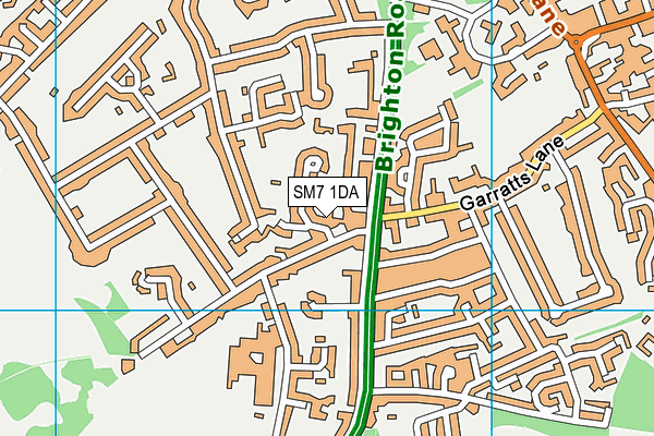 SM7 1DA map - OS VectorMap District (Ordnance Survey)