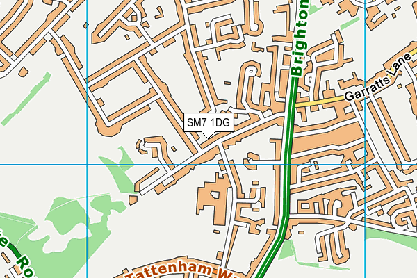 SM7 1DG map - OS VectorMap District (Ordnance Survey)
