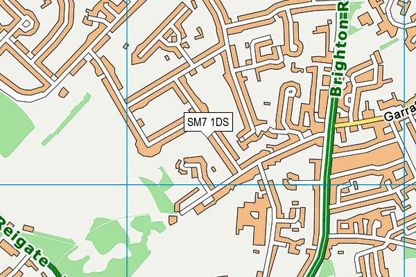 SM7 1DS map - OS VectorMap District (Ordnance Survey)